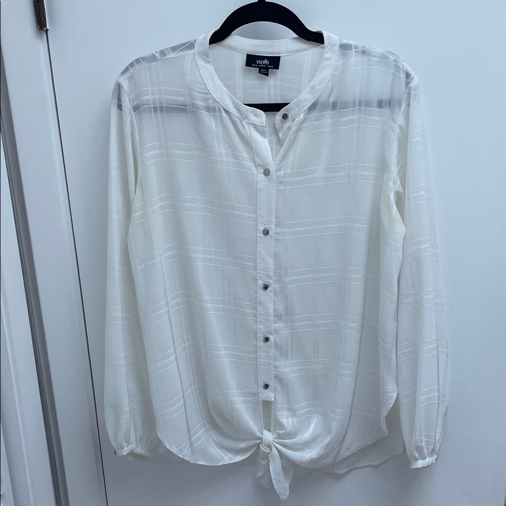 H&M Women's Cream Button-Down Shirt